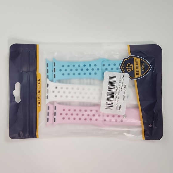 COPY - 22 mm lug Apple Watch Compatible 3 band latex snap band set for MEN, NWT - Picture 10 of 15